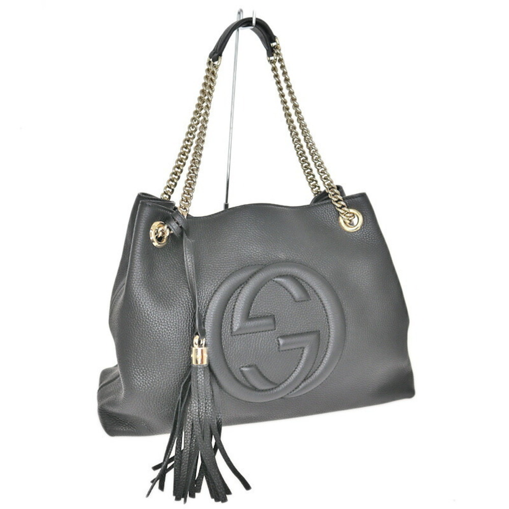 Gucci Soho bag black peled leather interlocking G logo embossed